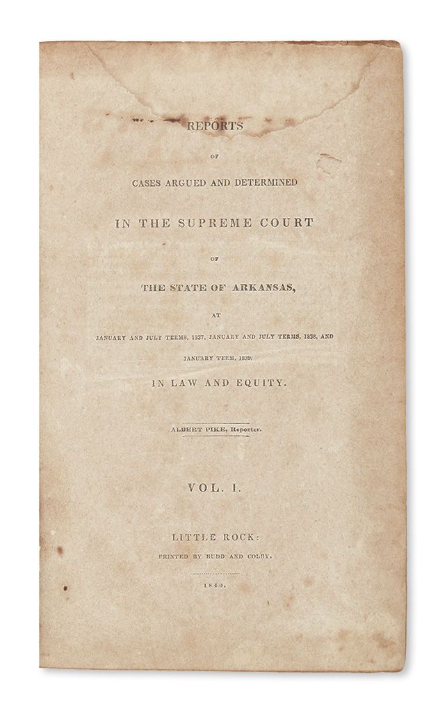 (ARKANSAS.) Pike, Albert; reporter. Reports of Cases Argued and Determined in the Supreme Court . . . of the State of Arkansas.